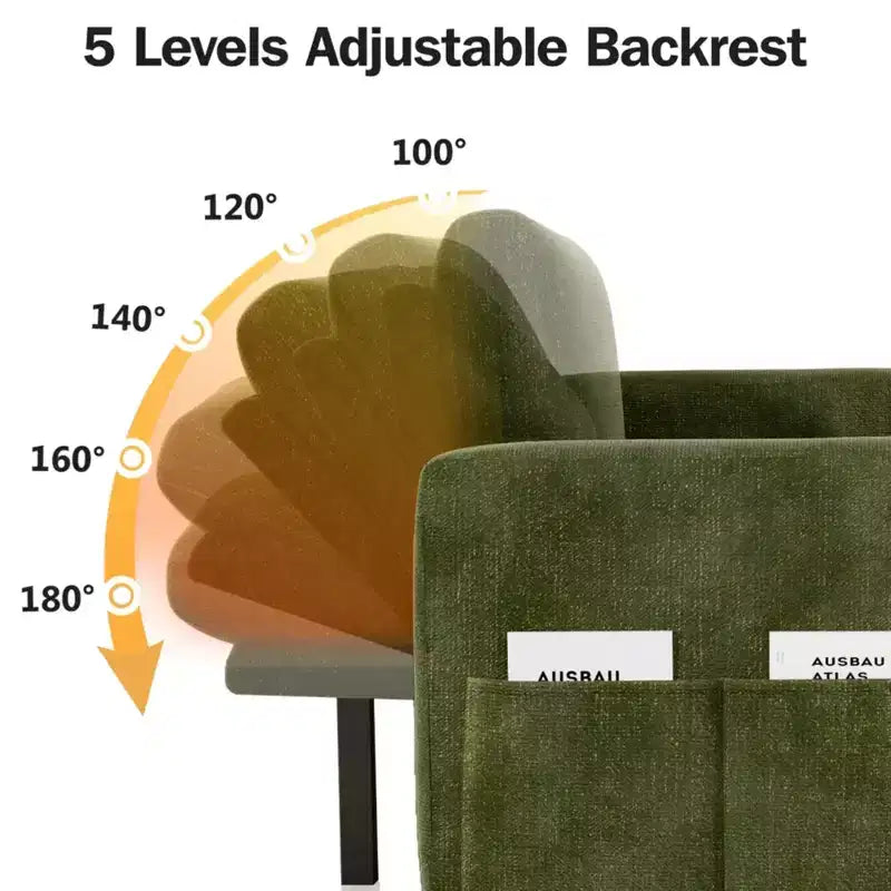 Sofá cama extraíble 2 en 1 con chaise longue con almacenamiento, sofá seccional de chenilla en C con puertos USB para sala de estar