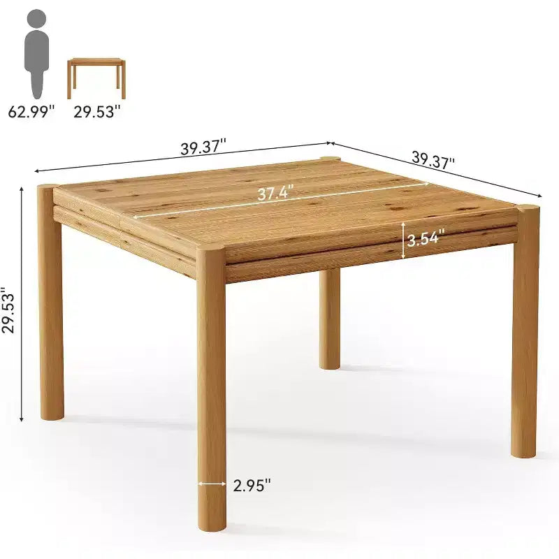 Quadratischer Esstisch aus Massivholz, 39.4-Inch, für 4 Personen, Landhaus-Küchentisch für Esszimmer, Küche oder Wohnzimmer, einfacher Aufbau