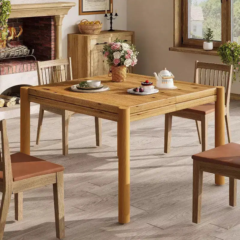 Quadratischer Esstisch aus Massivholz, 39.4-Inch, für 4 Personen, Landhaus-Küchentisch für Esszimmer, Küche oder Wohnzimmer, einfacher Aufbau