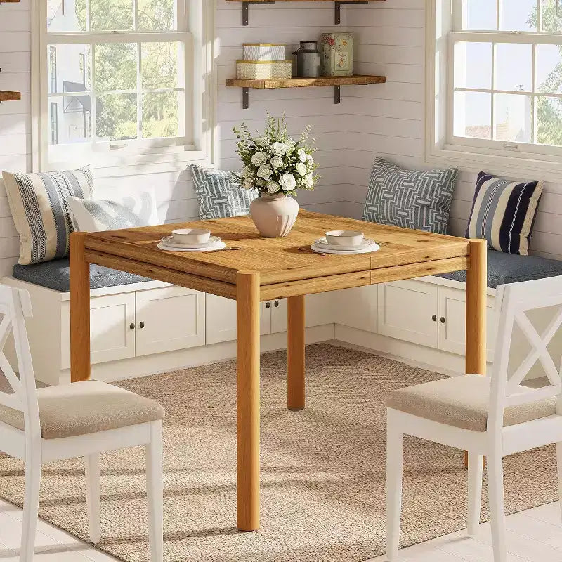 Quadratischer Esstisch aus Massivholz, 39.4-Inch, für 4 Personen, Landhaus-Küchentisch für Esszimmer, Küche oder Wohnzimmer, einfacher Aufbau