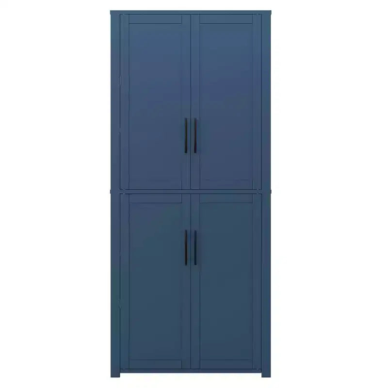 Gabinete de almacenamiento independiente blanco de 67x28x15 pulgadas con veta de madera, 4 puertas de madera maciza, para sala del hogar
