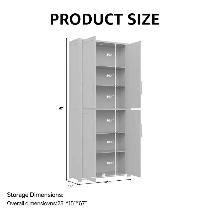 Gabinete de almacenamiento independiente blanco de 67x28x15 pulgadas con veta de madera, 4 puertas de madera maciza, para sala del hogar