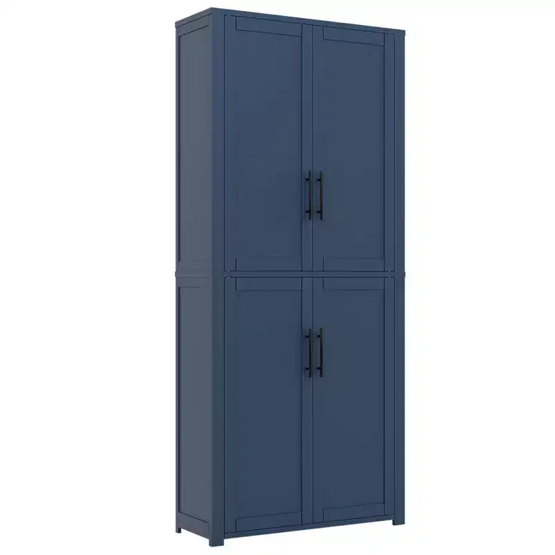 67x28x15 Inch, freistehender weißer Aufbewahrungsschrank mit Holzmaserung, 4 Türen und Massivholztüren, fürs Wohnzimmer