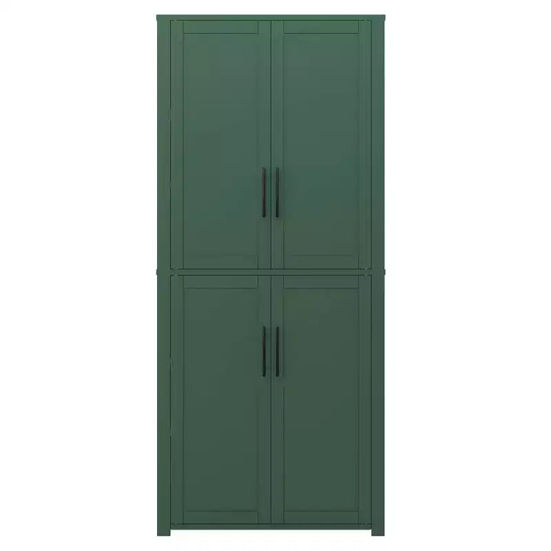 67x28x15 Inch, freistehender weißer Aufbewahrungsschrank mit Holzmaserung, 4 Türen und Massivholztüren, fürs Wohnzimmer