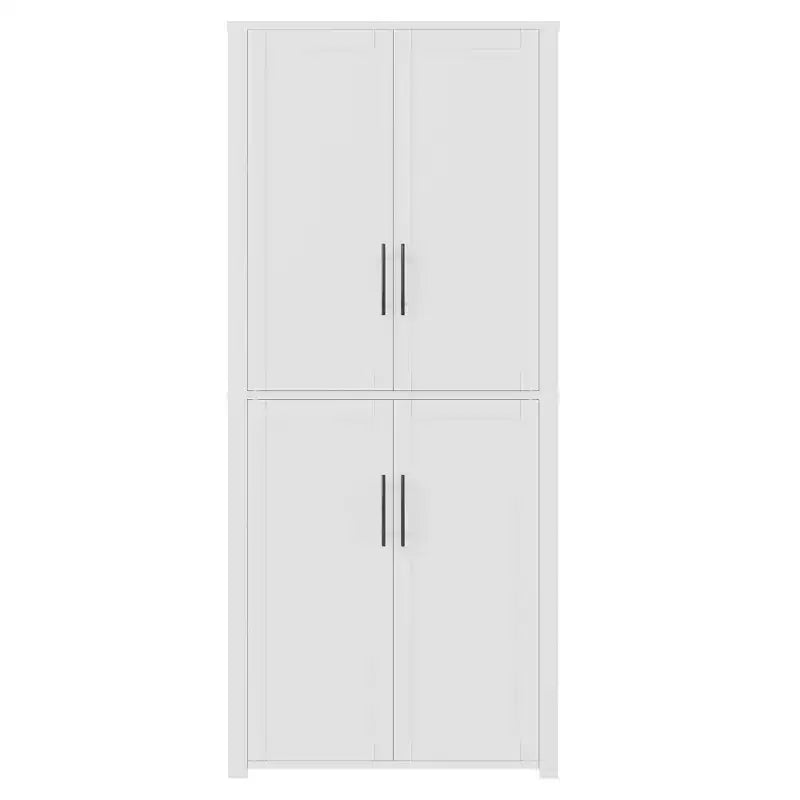 67x28x15 Inch, freistehender weißer Aufbewahrungsschrank mit Holzmaserung, 4 Türen und Massivholztüren, fürs Wohnzimmer
