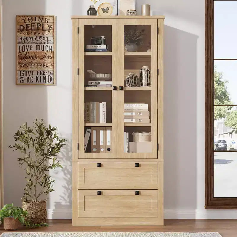 Meuble de rangement garde-manger de cuisine de 72, style ferme moderne, avec 2 grands tiroirs et étagères réglables, armoire autoportante pour la salle à manger