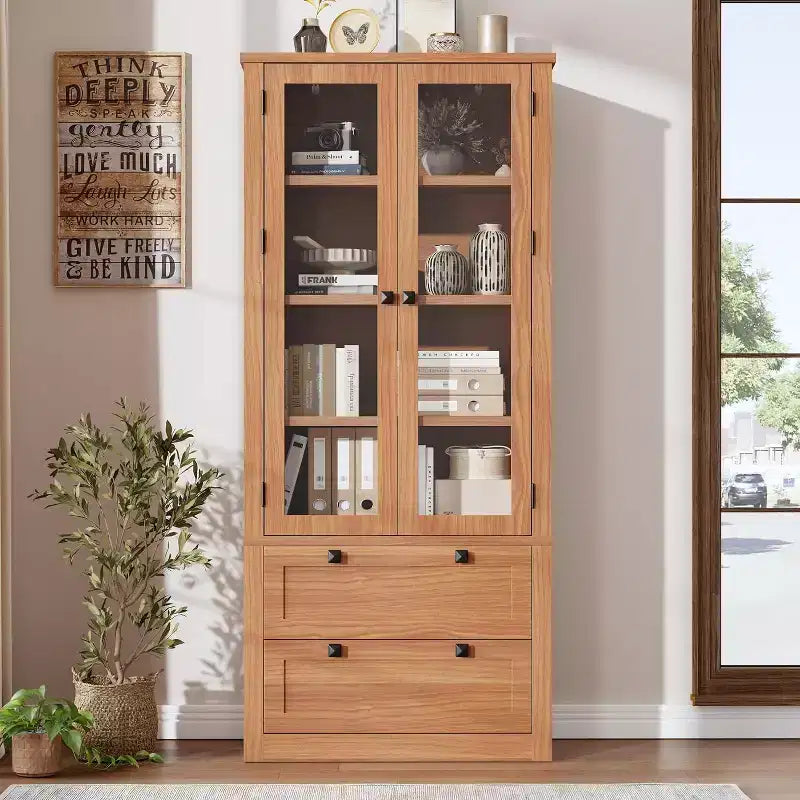 Meuble de rangement garde-manger de cuisine de 72, style ferme moderne, avec 2 grands tiroirs et étagères réglables, armoire autoportante pour la salle à manger