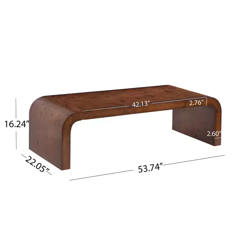 Mesa de centro moderna estilo cascada con bordes curvos