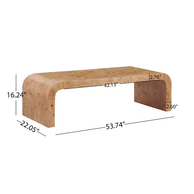 Mesa de centro moderna estilo cascada con bordes curvos