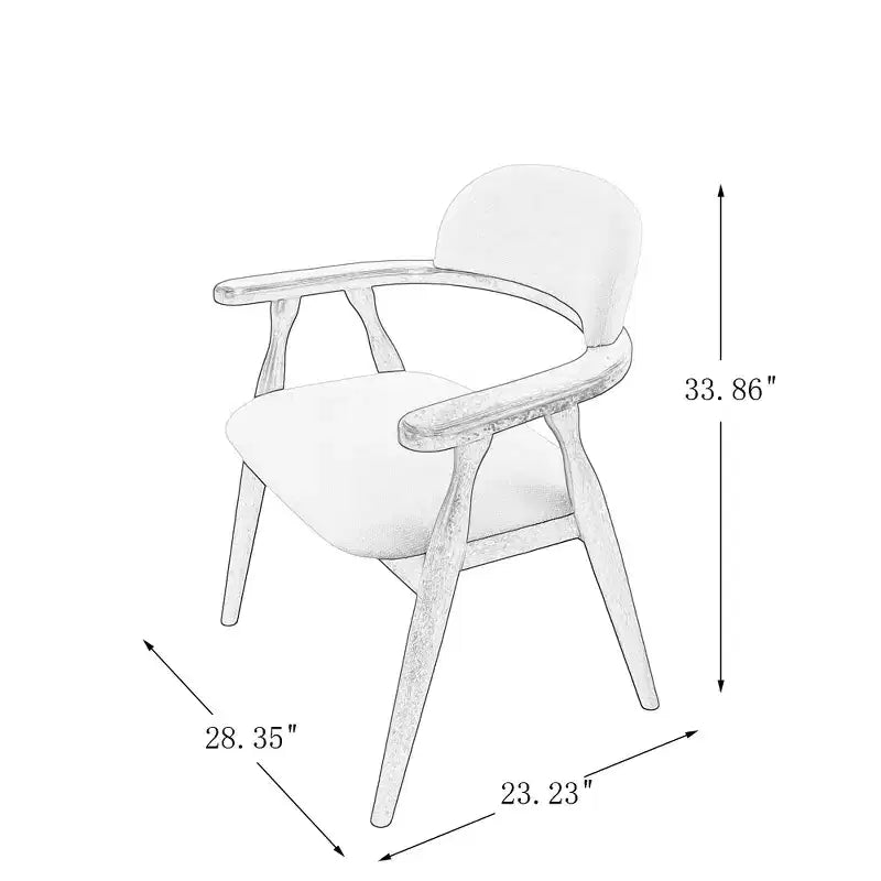 Chaises de salle à manger rembourrées en bois d’hévéa, style ferme, avec dossier incurvé (lot de 2)