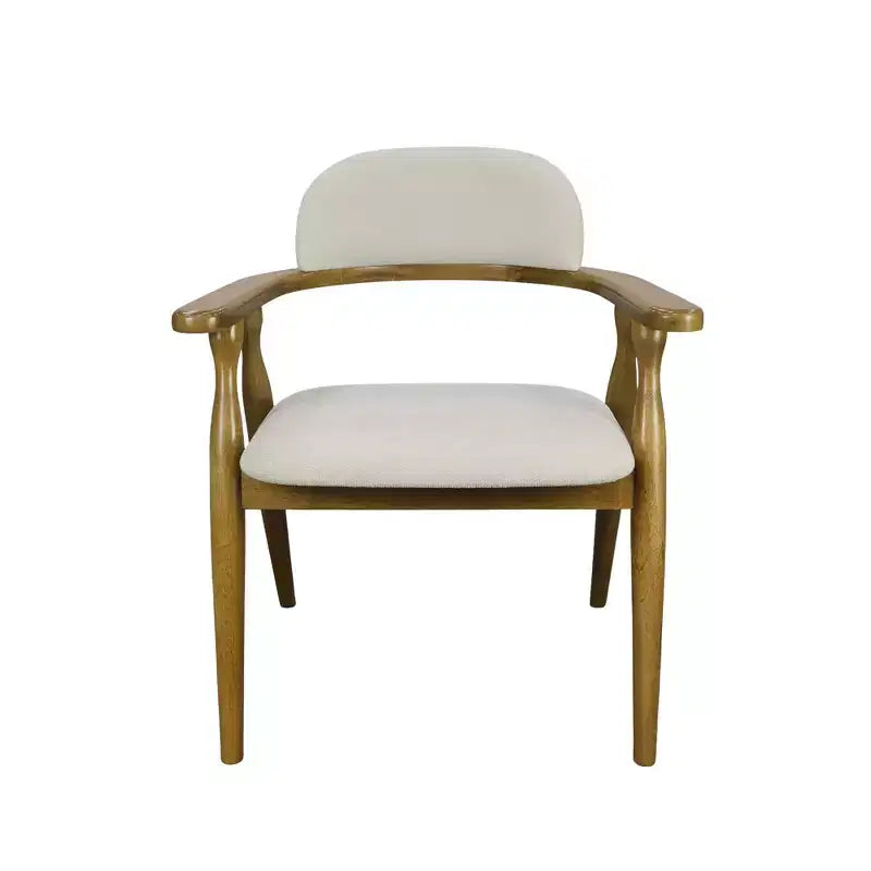 Chaises de salle à manger rembourrées en bois d’hévéa, style ferme, avec dossier incurvé (lot de 2)