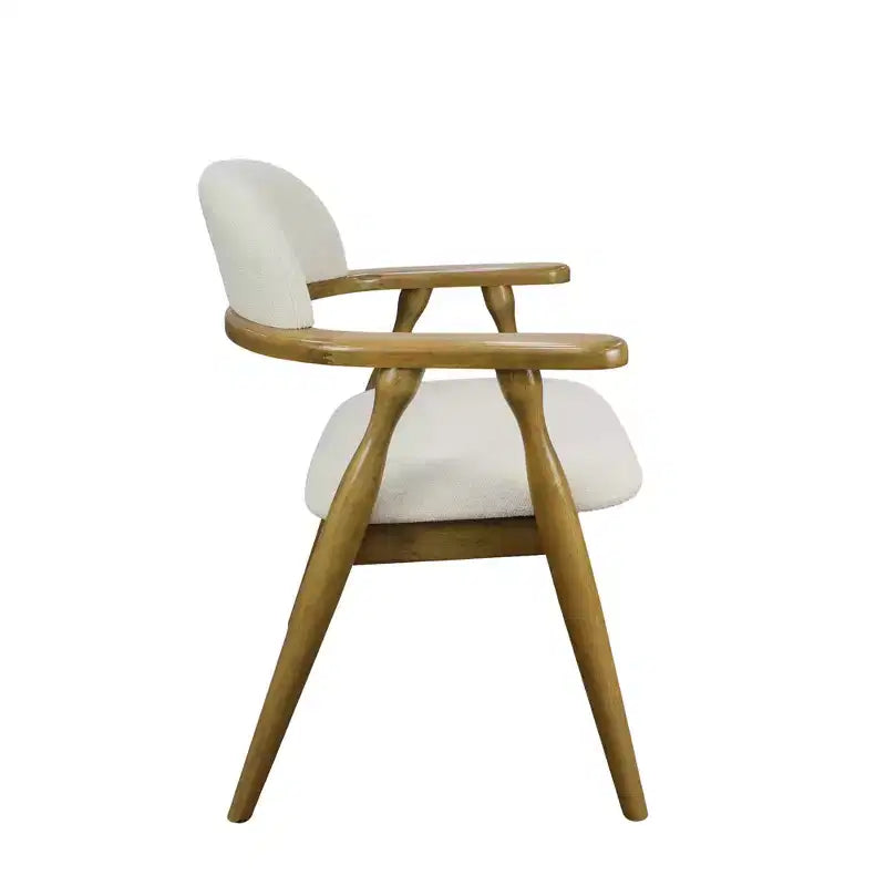 Chaises de salle à manger rembourrées en bois d’hévéa, style ferme, avec dossier incurvé (lot de 2)