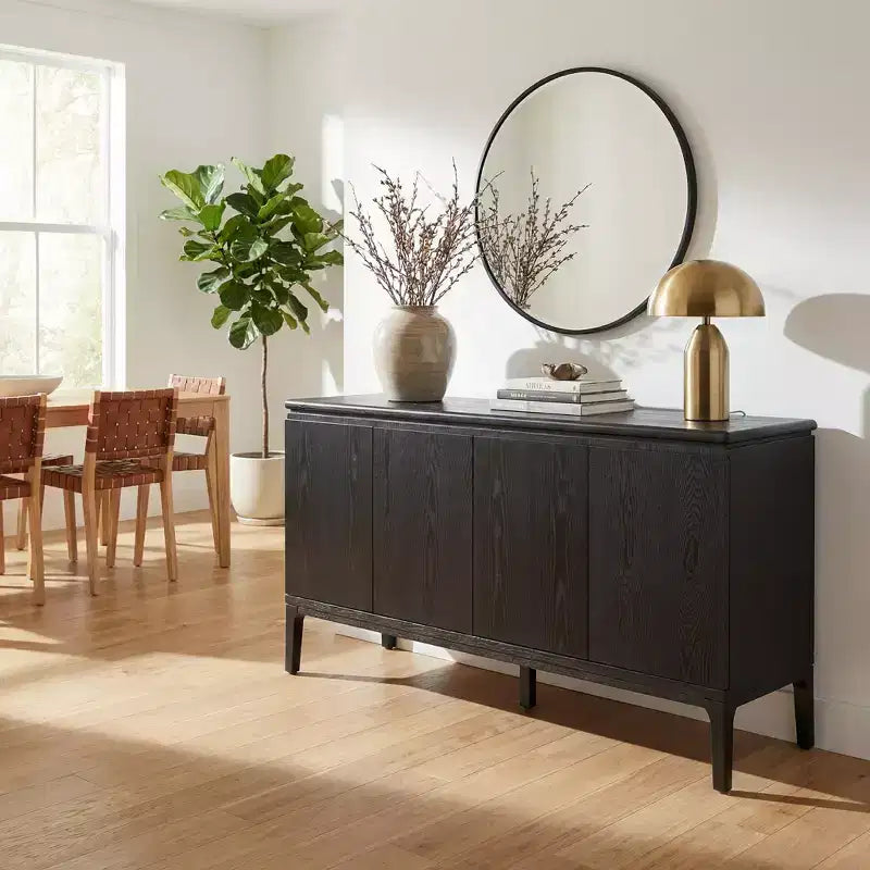 59'' modernes Sideboard mit 4 Türen und Kautschukholzbeinen