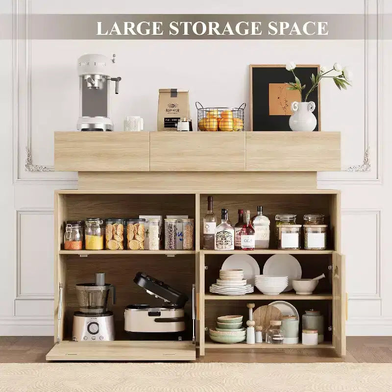 Kaffee-Barschrank, 3 Schubladen, verstellbarer Einlegeboden, für Esszimmer, Wohnzimmer, Küche