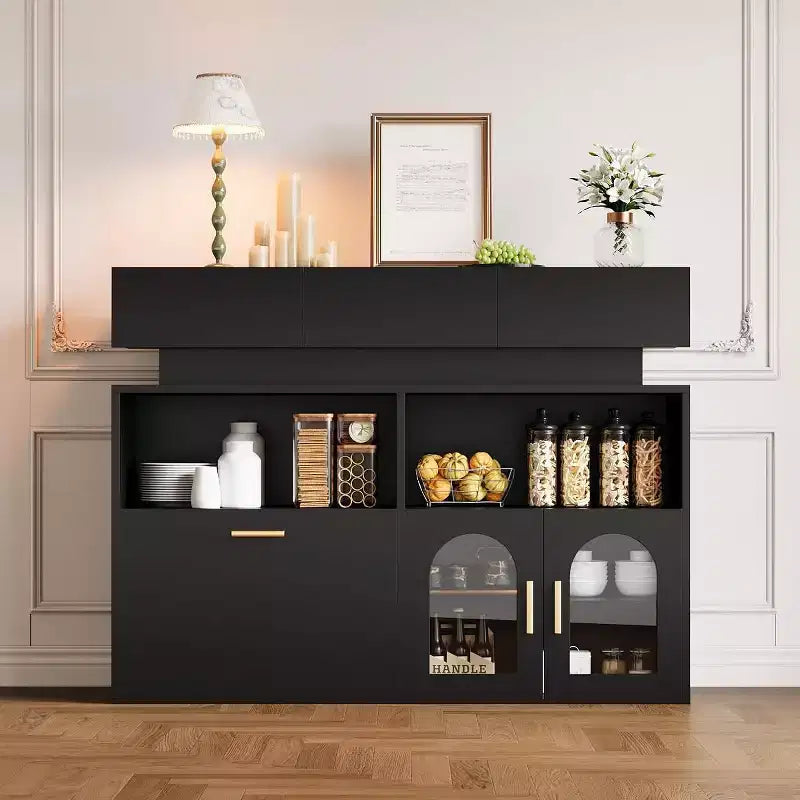 Kaffee-Barschrank, 3 Schubladen, verstellbarer Einlegeboden, für Esszimmer, Wohnzimmer, Küche