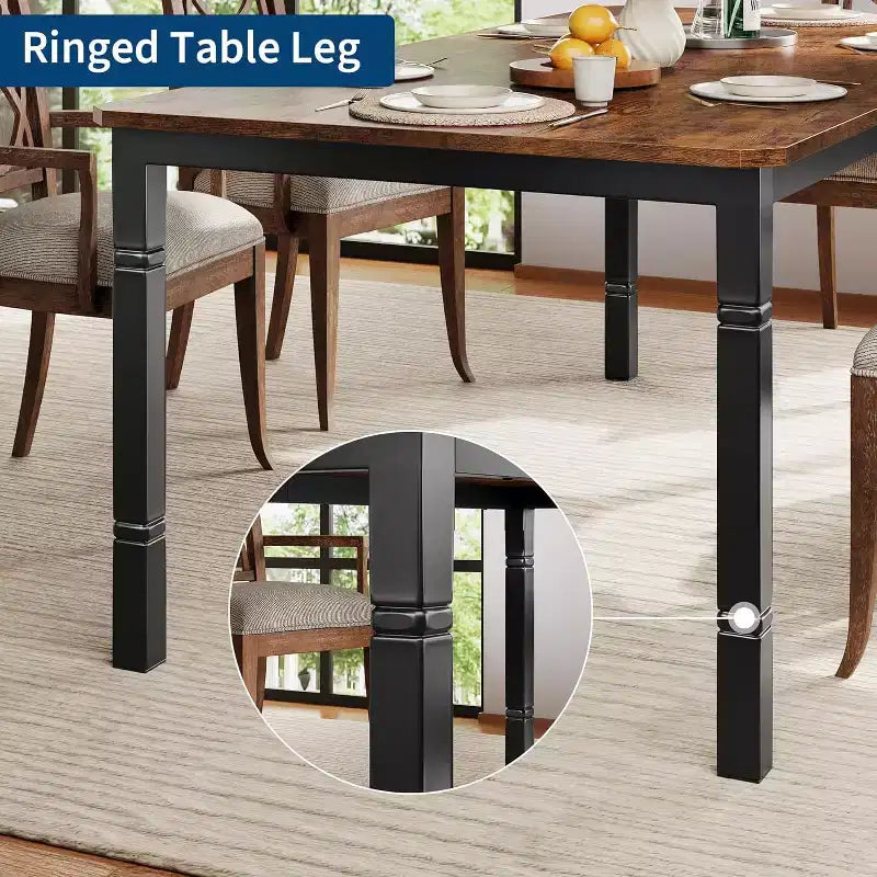 Mesa de comedor industrial larga para 6-8 personas, mesa de cocina rectangular de madera con estructura metálica resistente, estilo moderno de casa de campo, para comedor y cocina