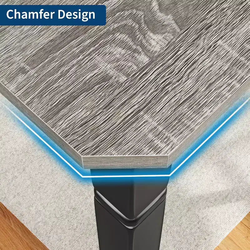 Mesa de comedor industrial larga para 6-8 personas, mesa de cocina rectangular de madera con estructura metálica resistente, estilo moderno de casa de campo, para comedor y cocina