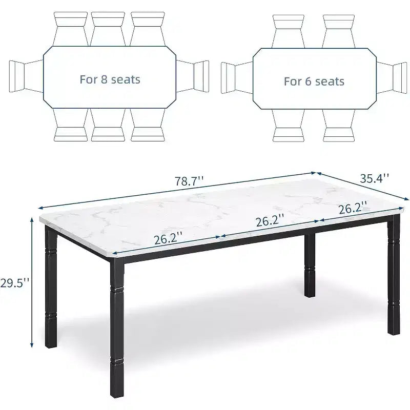Mesa de comedor industrial larga para 6-8 personas, mesa de cocina rectangular de madera con estructura metálica resistente, estilo moderno de casa de campo, para comedor y cocina