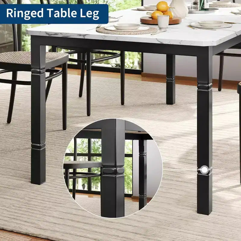 Mesa de comedor industrial larga para 6-8 personas, mesa de cocina rectangular de madera con estructura metálica resistente, estilo moderno de casa de campo, para comedor y cocina