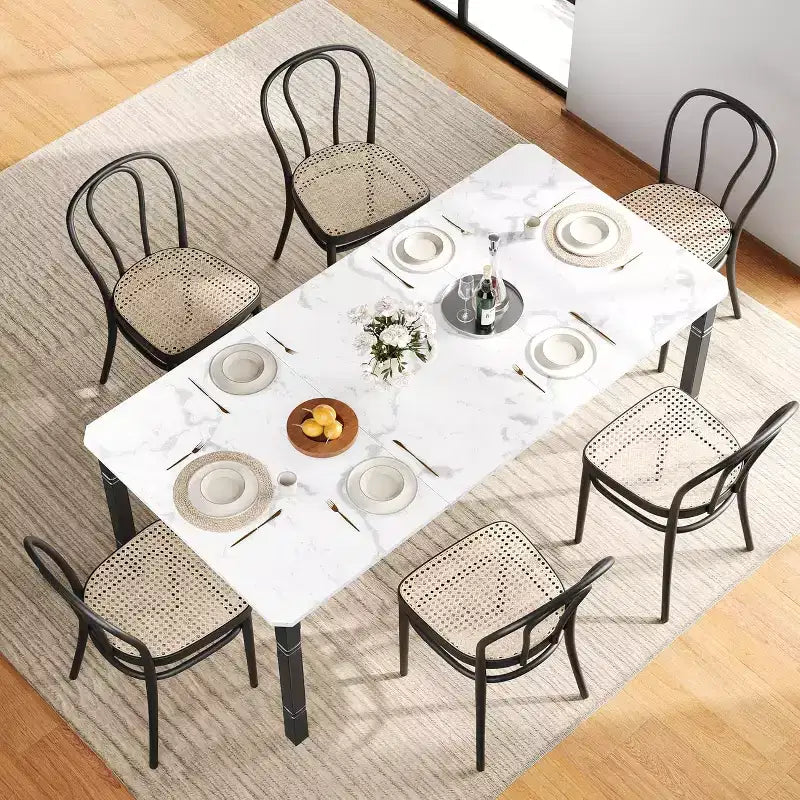 Mesa de comedor industrial larga para 6-8 personas, mesa de cocina rectangular de madera con estructura metálica resistente, estilo moderno de casa de campo, para comedor y cocina