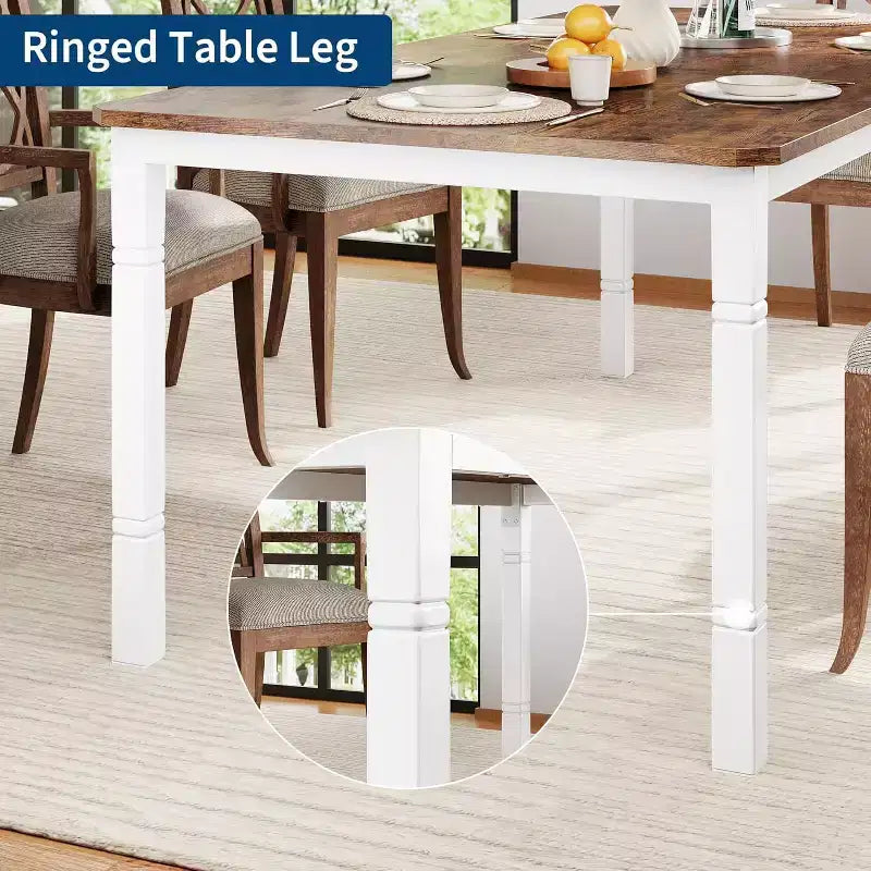 Mesa de comedor industrial larga para 6-8 personas, mesa de cocina rectangular de madera con estructura metálica resistente, estilo moderno de casa de campo, para comedor y cocina