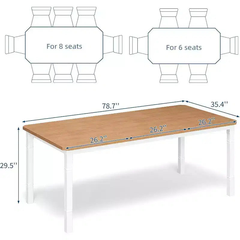 Mesa de comedor industrial larga para 6-8 personas, mesa de cocina rectangular de madera con estructura metálica resistente, estilo moderno de casa de campo, para comedor y cocina