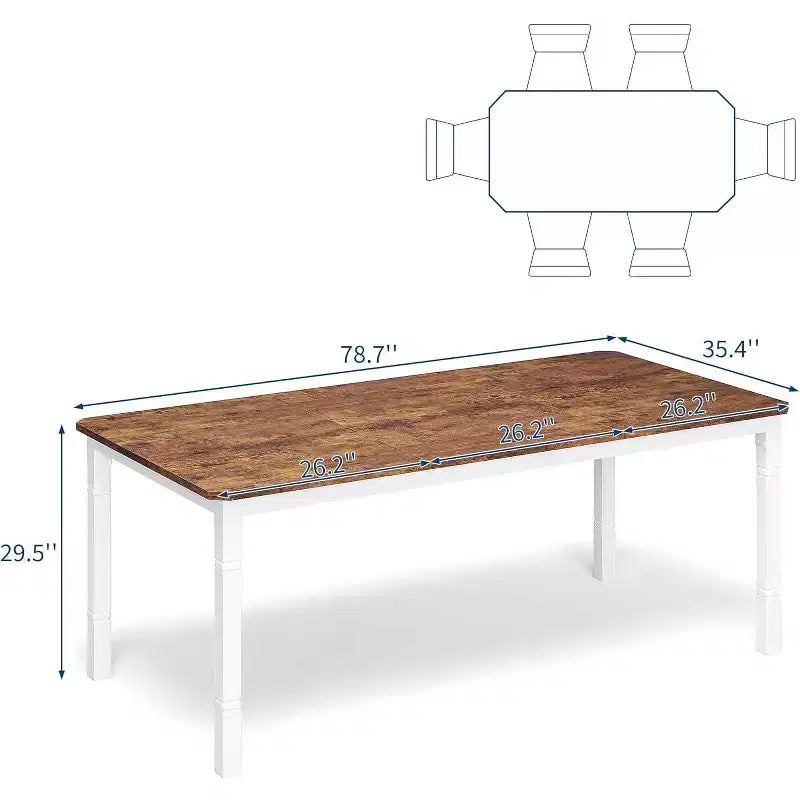 Mesa de comedor industrial larga para 6-8 personas, mesa de cocina rectangular de madera con estructura metálica resistente, estilo moderno de casa de campo, para comedor y cocina