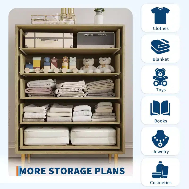 Landhauskommode fürs Schlafzimmer, rustikale Holzkommode mit Stangengriffen, modernes Vintage-Design, geräumiger Organizer für Schlafzimmer und Wohnzimmer