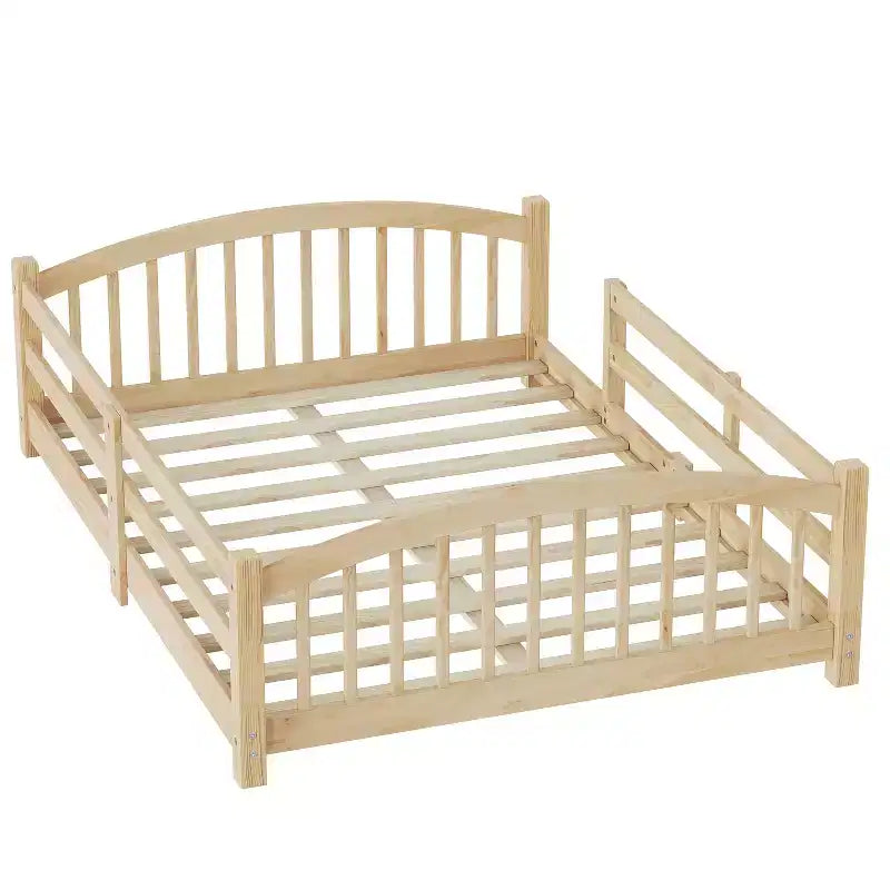 Cama Montessori de tamaño completo y perfil bajo con barandillas de seguridad y cabecera