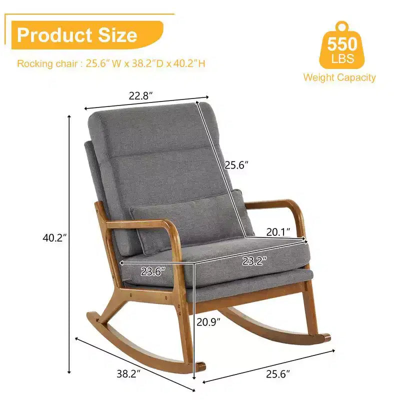 Fauteuil à bascule rembourré gris