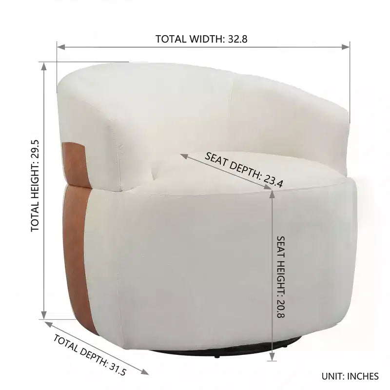 Sillón decorativo giratorio moderno con estructura de madera y patas metálicas