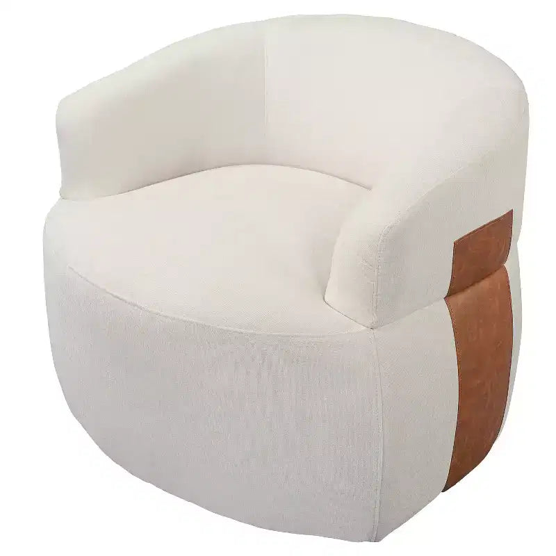 Sillón decorativo giratorio moderno con estructura de madera y patas metálicas