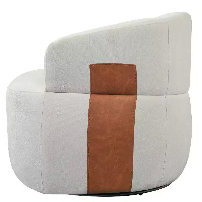 Sillón decorativo giratorio moderno con estructura de madera y patas metálicas