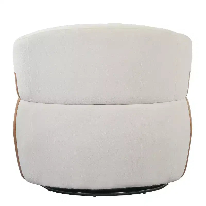 Sillón decorativo giratorio moderno con estructura de madera y patas metálicas
