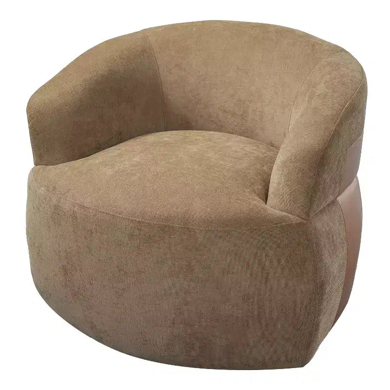 Sillón decorativo giratorio moderno con estructura de madera y patas metálicas