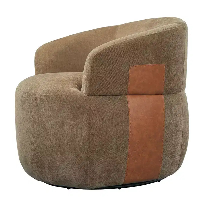 Sillón decorativo giratorio moderno con estructura de madera y patas metálicas