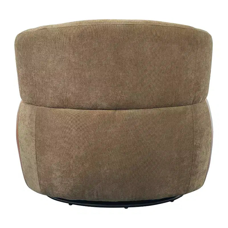 Sillón decorativo giratorio moderno con estructura de madera y patas metálicas
