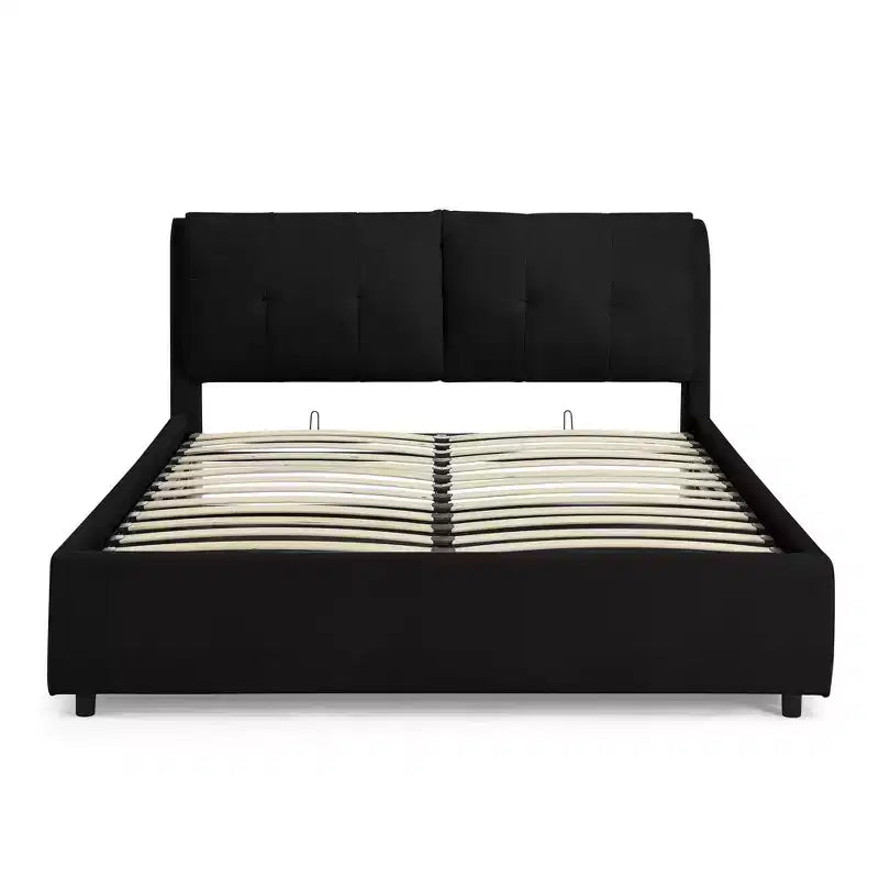 Bettgestell mit Stauraum und Chenille-Polsterung, Bett mit weichem Kopfteil