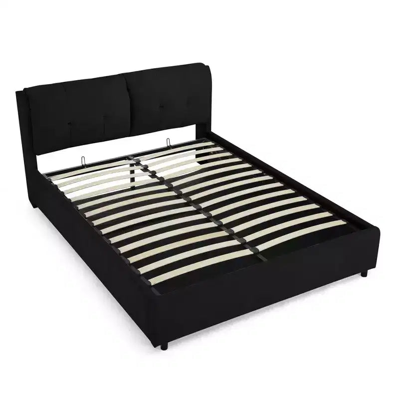 Bettgestell mit Stauraum und Chenille-Polsterung, Bett mit weichem Kopfteil