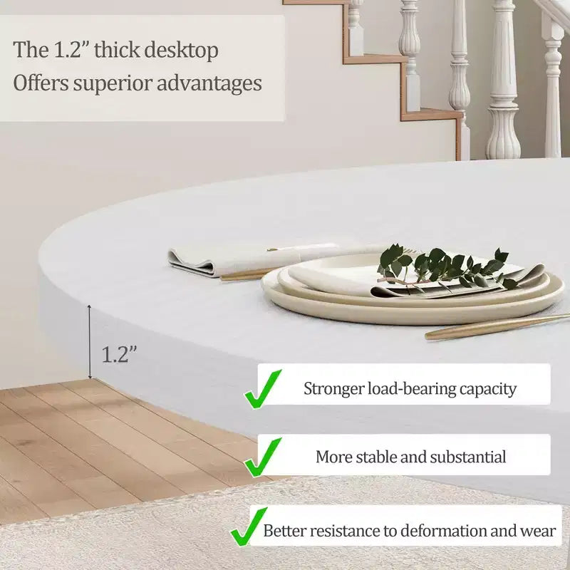 Mesa de comedor redonda de 47.2 para 4-6 personas, mesa de cocina de madera negra con base de pedestal y patas ajustables