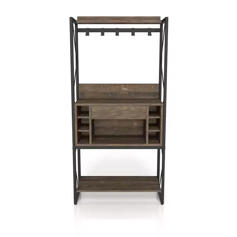 Estante para panadería de roble recuperado: estilo industrial, 3 estantes fijos, estructura metálica, 67" de alto