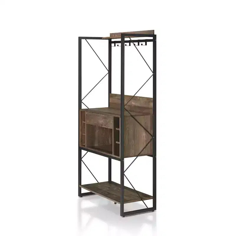 Estante para panadería de roble recuperado: estilo industrial, 3 estantes fijos, estructura metálica, 67" de alto