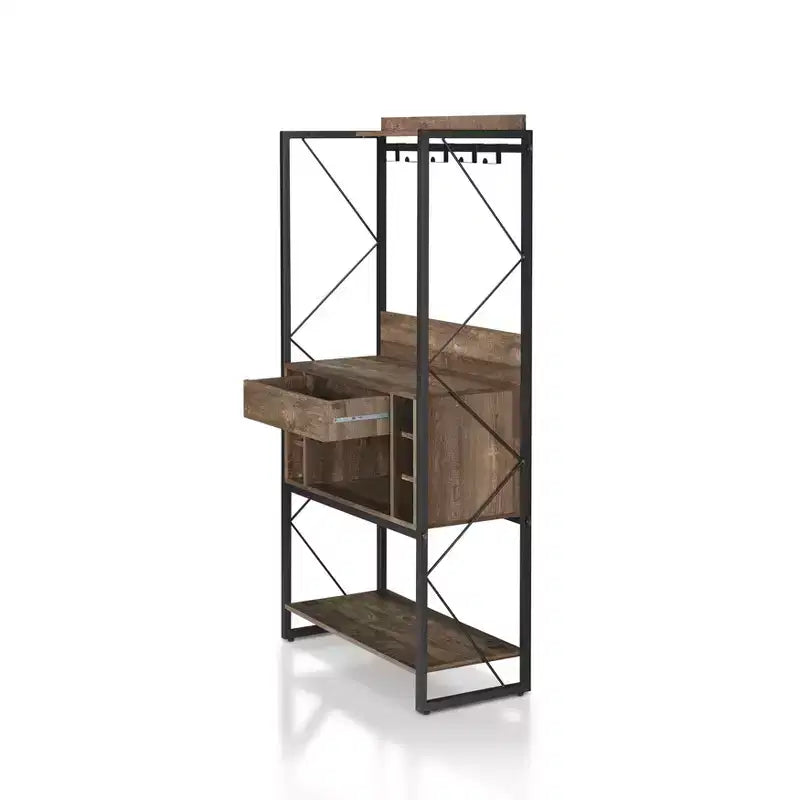 Estante para panadería de roble recuperado: estilo industrial, 3 estantes fijos, estructura metálica, 67" de alto