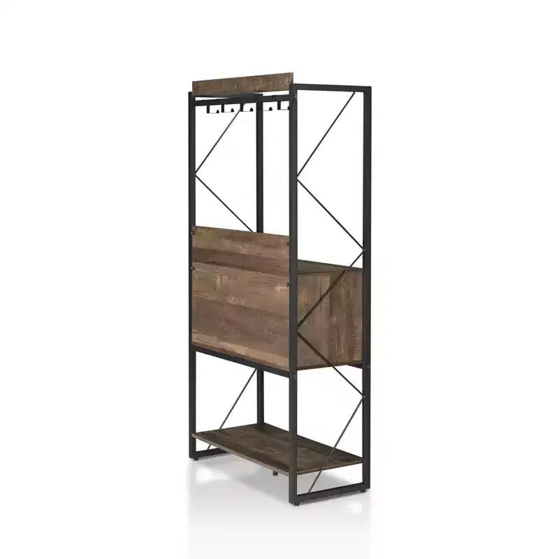 Estante para panadería de roble recuperado: estilo industrial, 3 estantes fijos, estructura metálica, 67" de alto