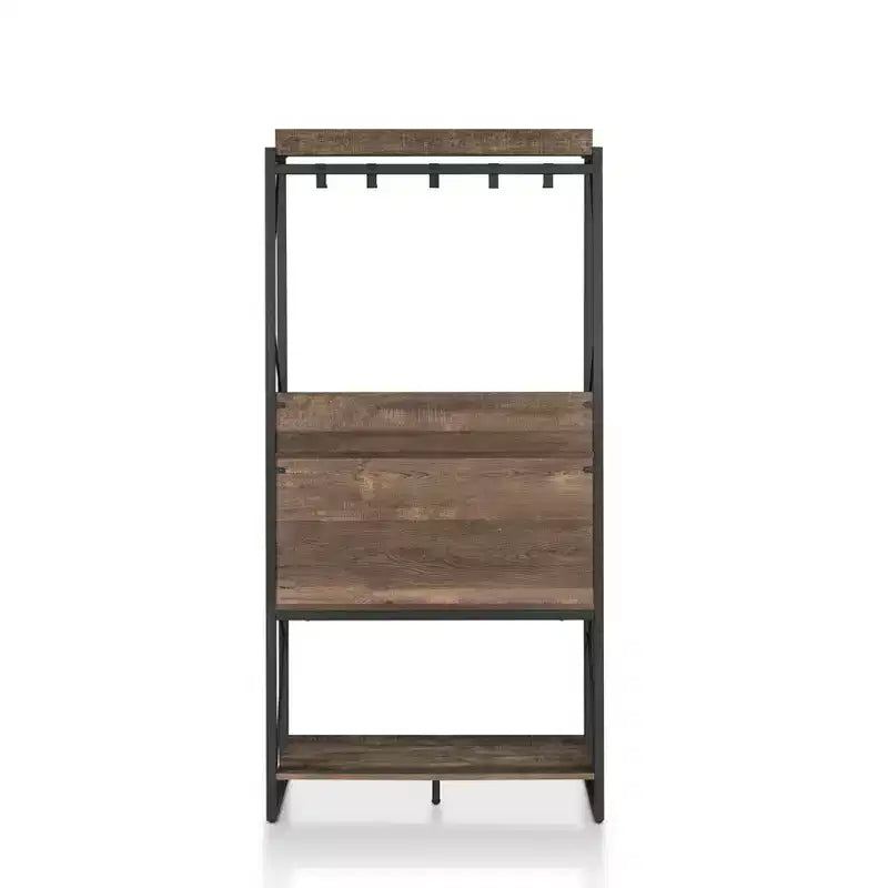 Estante para panadería de roble recuperado: estilo industrial, 3 estantes fijos, estructura metálica, 67" de alto