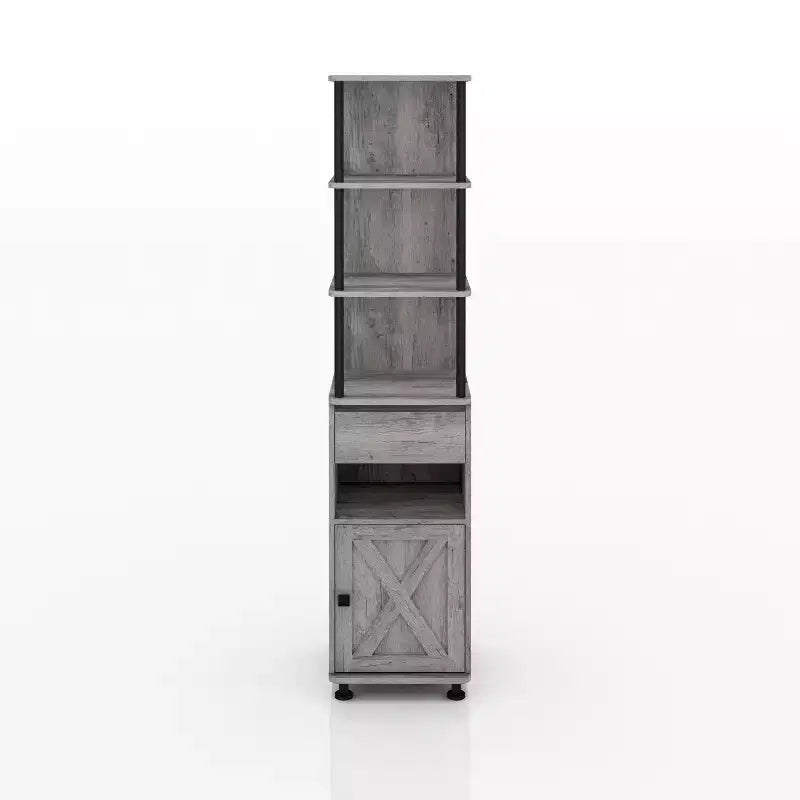 Bibliothèque de rangement de 72.3" : cadre en fer, armoire à portes de grange
