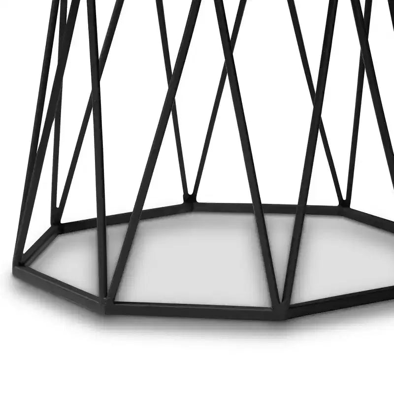Table d’appoint en métal avec plateau en marbre noir : table d’appoint rectangulaire pour le salon, aucun assemblage requis