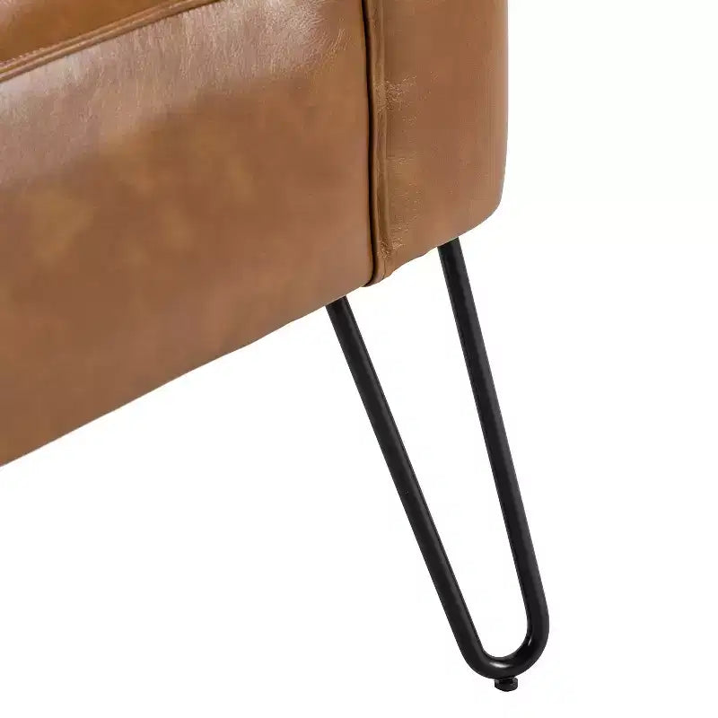 Chaise d’appoint contemporaine en similicuir végétalien avec dossier capitonné et pieds en métal
