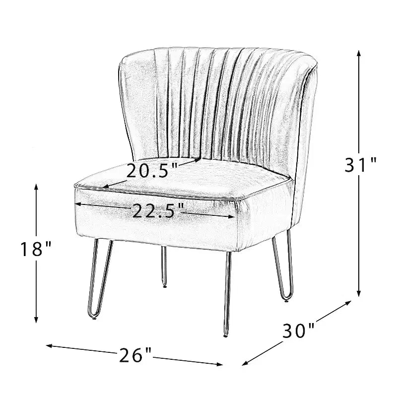 Chaise d’appoint contemporaine en similicuir végétalien avec dossier capitonné et pieds en métal