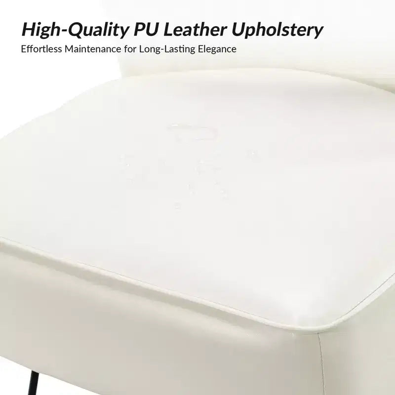 Chaise d’appoint contemporaine en similicuir végétalien avec dossier capitonné et pieds en métal